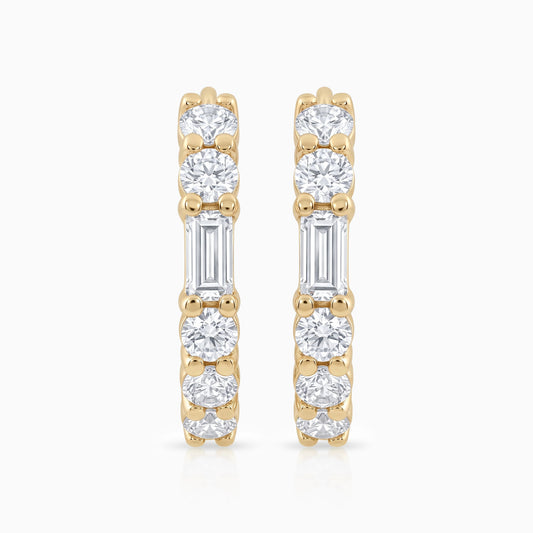 Baguette Cut Lab Diamond Huggie Earrings Earrings