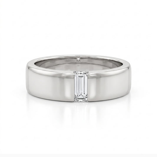 Baguette Cut Solitaire Lab Diamond Men's Band