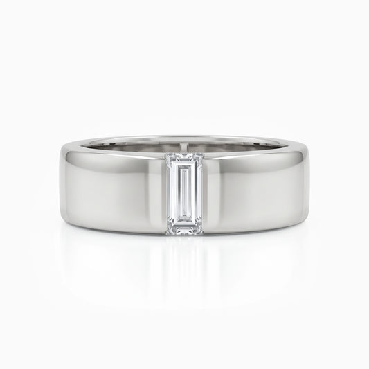 Baguette Cut Solitaire Lab Diamond Men's Band