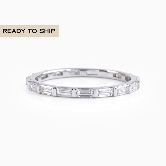 Bar Set Baguette Diamond Half Eternity Wedding Band
