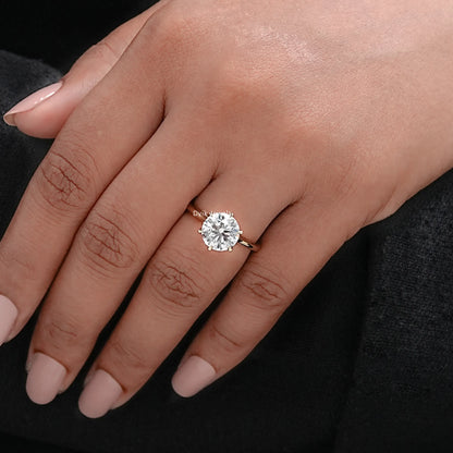 Round Lab Diamond Solitaire Engagement  Ring