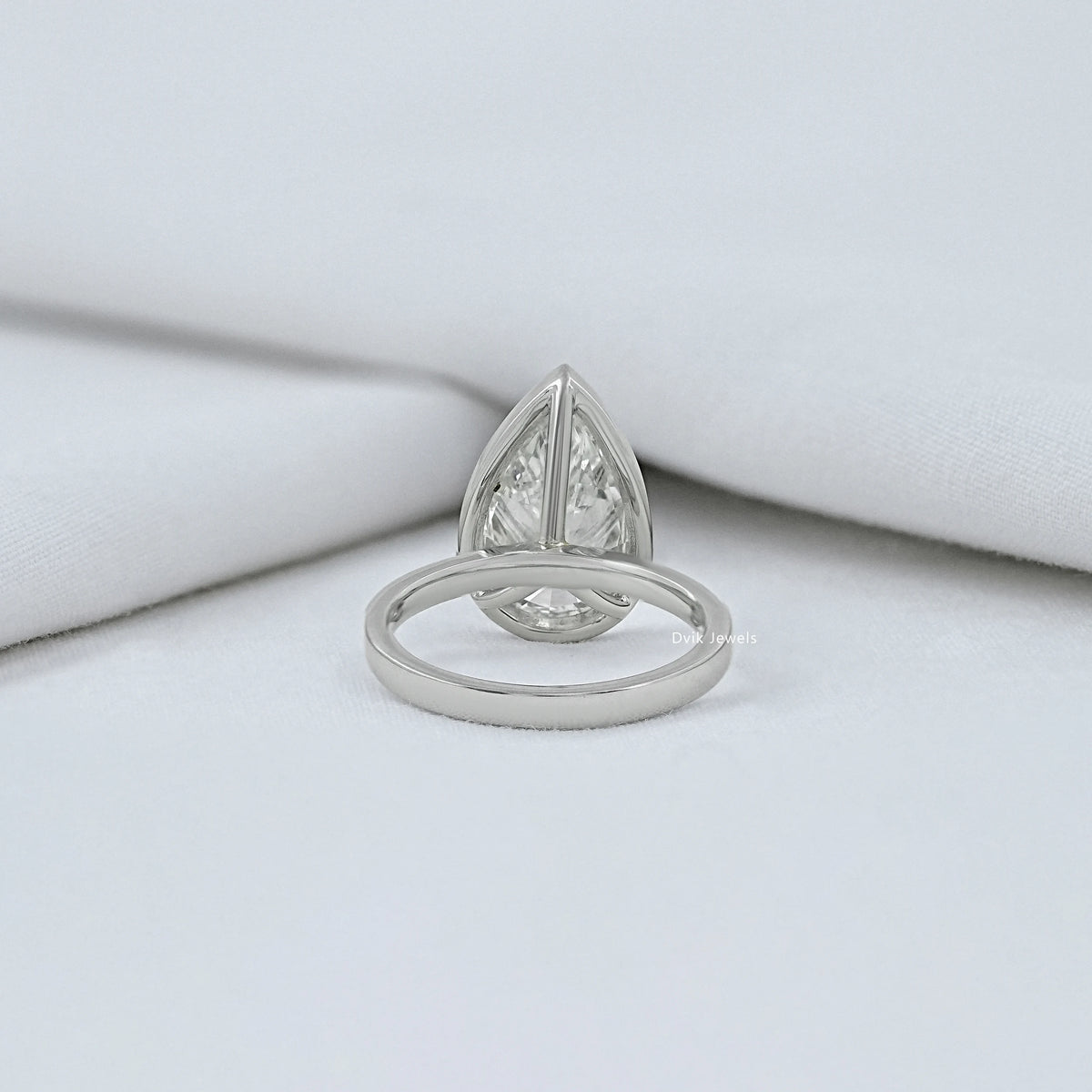 Bezel Pear Cut Solitaire Engagement Ring
