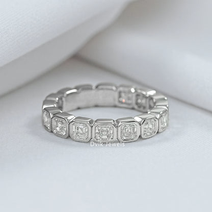 Bezel Set Asscher Cut Lab Diamond Full Eternity Band