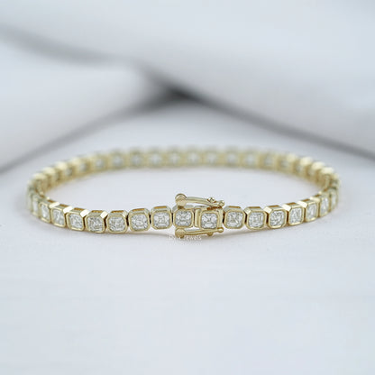 Asscher Cut Lab Diamond Bezel Set Tennis Bracelet Bracelet
