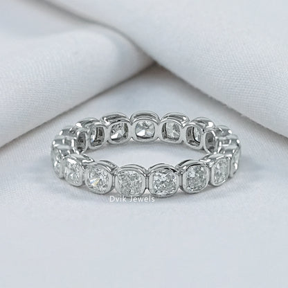 Cushion Cut Bezel Set Lab Diamond Full Eternity Band