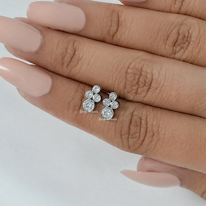 Bezel Set Round Diamond Stud Earrings