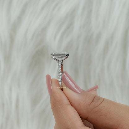 Bezel Set Emerald Cut Lab Diamond Solitaire Accent Ring