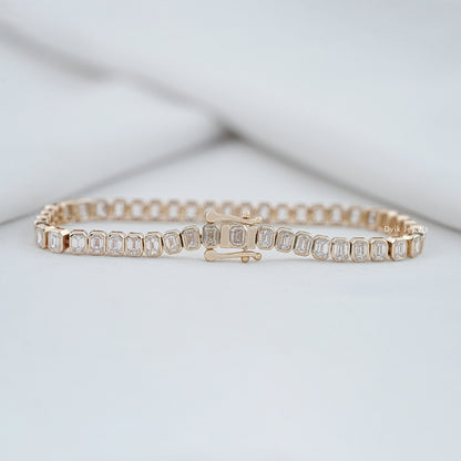 Emerald Cut Lab Diamond Bezel Set Tennis Bracelet