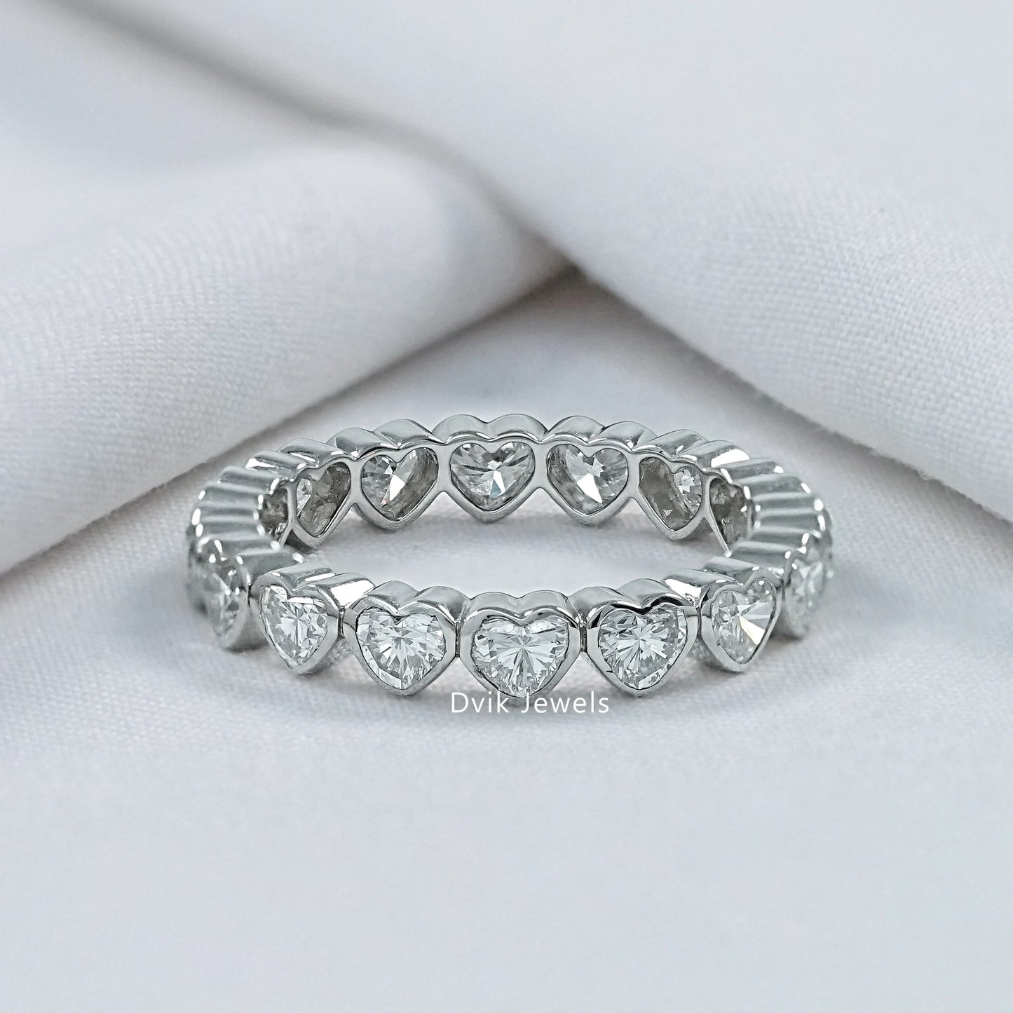 Heart Cut Bezel Set Lab Diamond Full Eternity Band