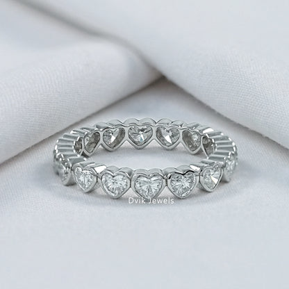 Heart Cut Bezel Set Lab Diamond Full Eternity Band