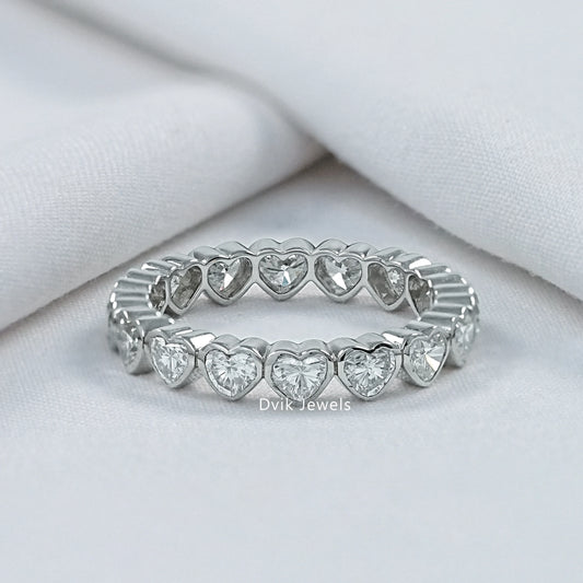 Heart Cut Bezel Set Lab Diamond Full Eternity Band