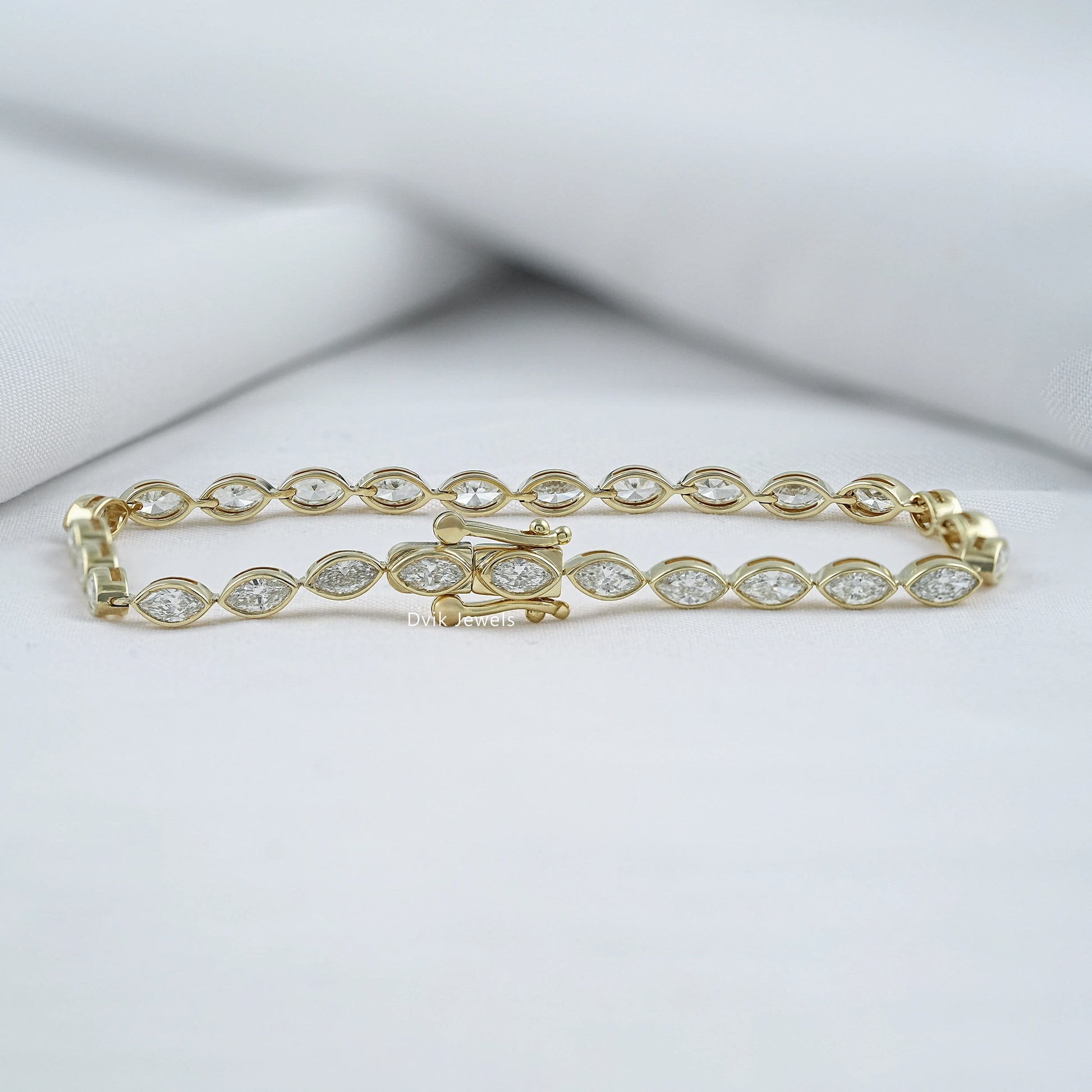 Marquise Cut Lab Diamond Bezel Set Tennis Bracelet Bracelet