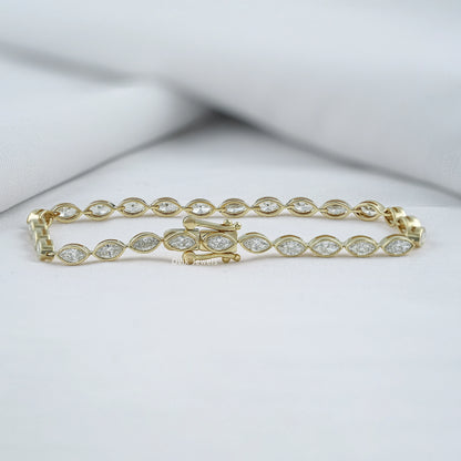 Marquise Cut Lab Diamond Bezel Set Tennis Bracelet Bracelet