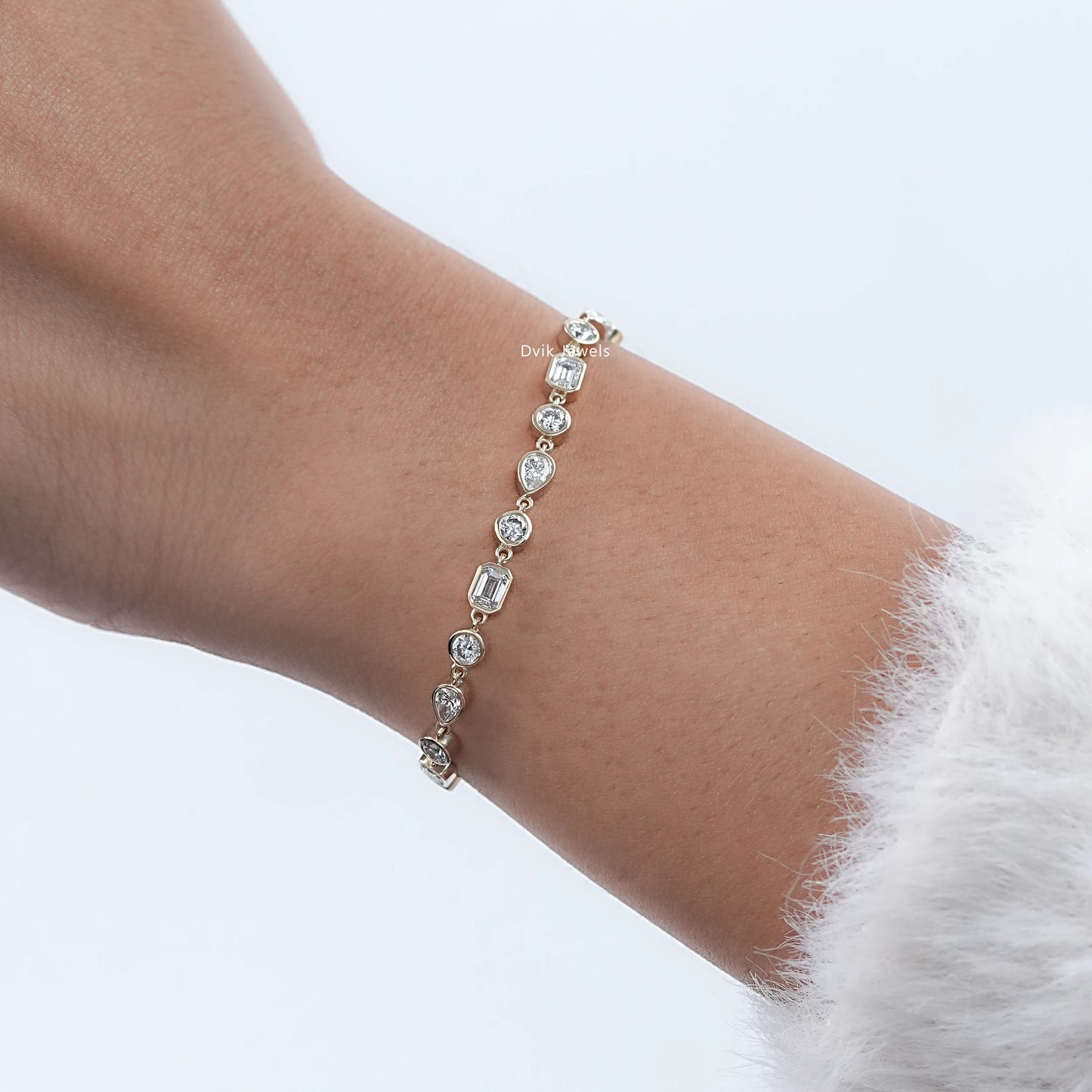 Multi Shape Bezel Set Lab Grown Diamond Bracelet