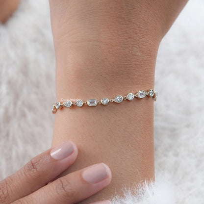 Multi Shape Bezel Set Lab Grown Diamond Bracelet