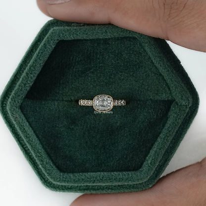 Old Mine Cushion Cut Lab Diamond Bezel Set Accent Ring