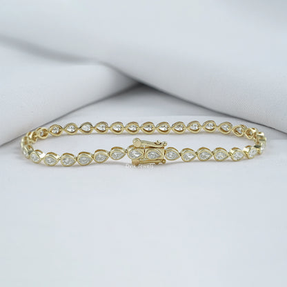 Pear Cut Lab Diamond Bezel Set Tennis Bracelet
