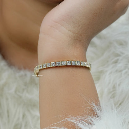 Bezel Set Princess Cut Diamond Tennis Bracelet Bracelet