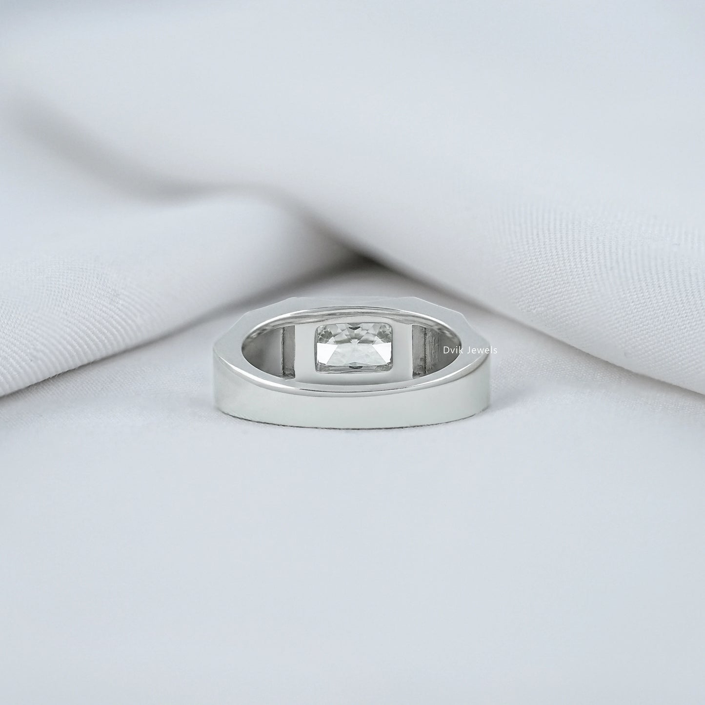 Bezel Set Radiant Cut Lab Diamond Men's Ring Band