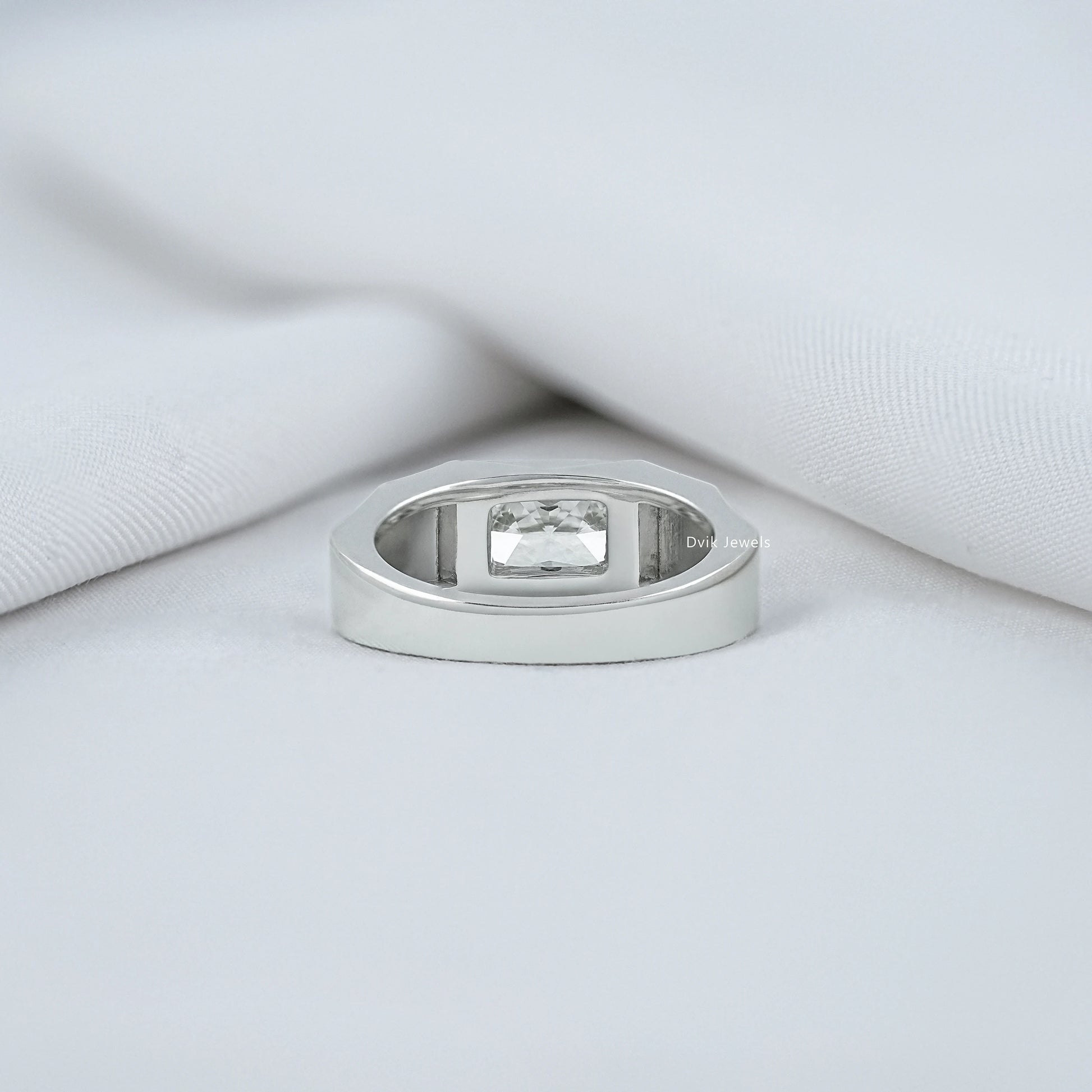Bezel Set Radiant Cut Lab Diamond Men's Ring Band