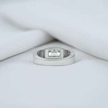 Bezel Set Radiant Cut Lab Diamond Men's Ring Band