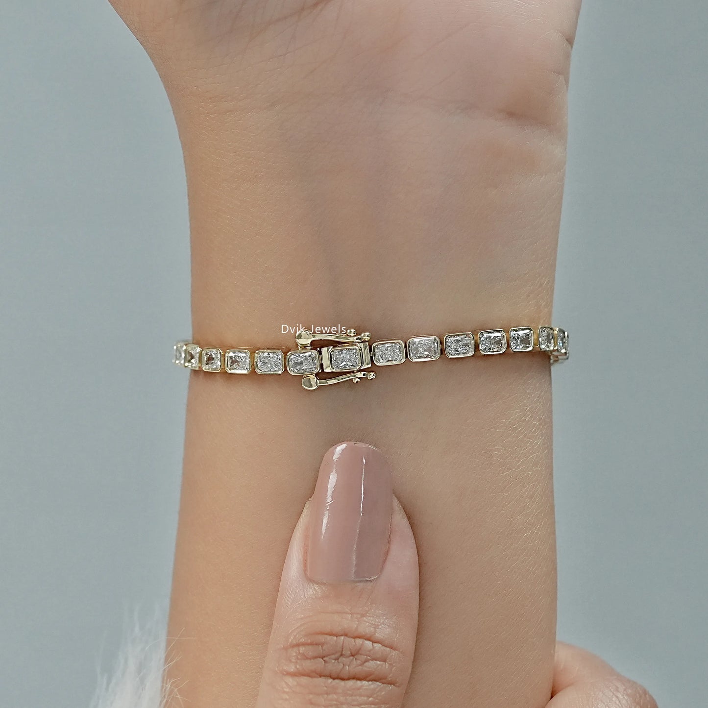 Bezel Set Radiant Cut Lab Diamond Tennis Bracelet Bracelet