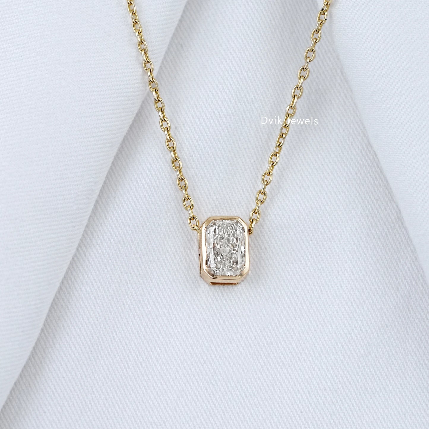 Radiant Cut Minimalist  Bezel Set Pendant
