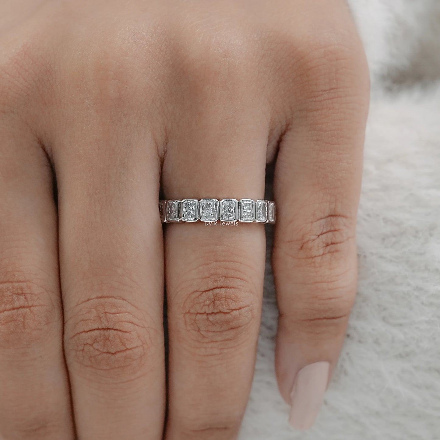 Radiant Cut Lab Diamond Bezel Set Eternity Band