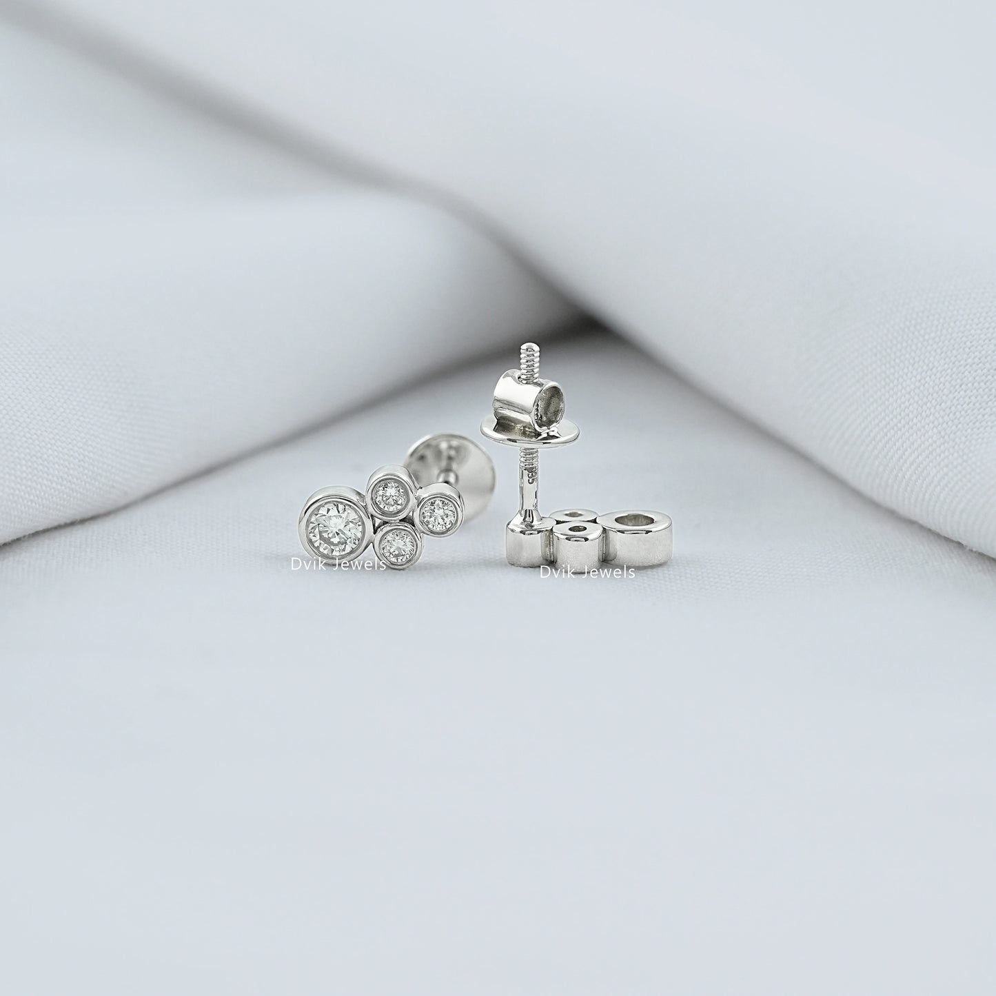 Bezel Set Round Diamond Stud Earrings