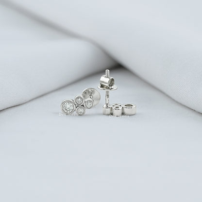 Bezel Set Round Diamond Stud Earrings