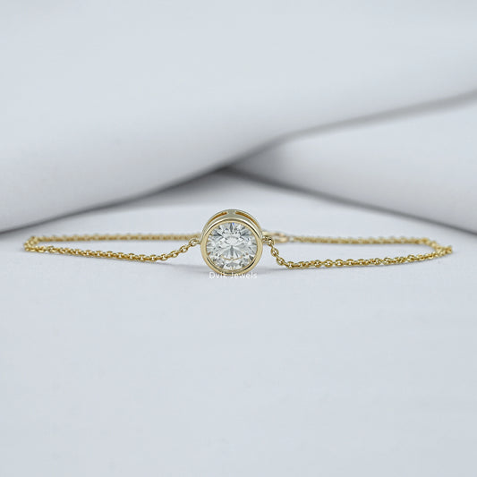 Bezel Set Round Cut Lab Diamond Chain Bracelet Bracelet