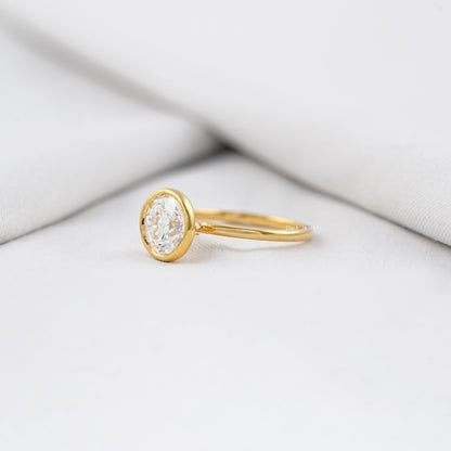 Round Lab Diamond Bezel Set Engagement Ring