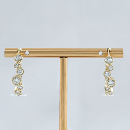 Bezel Set Round Diamond Hoop Earrings