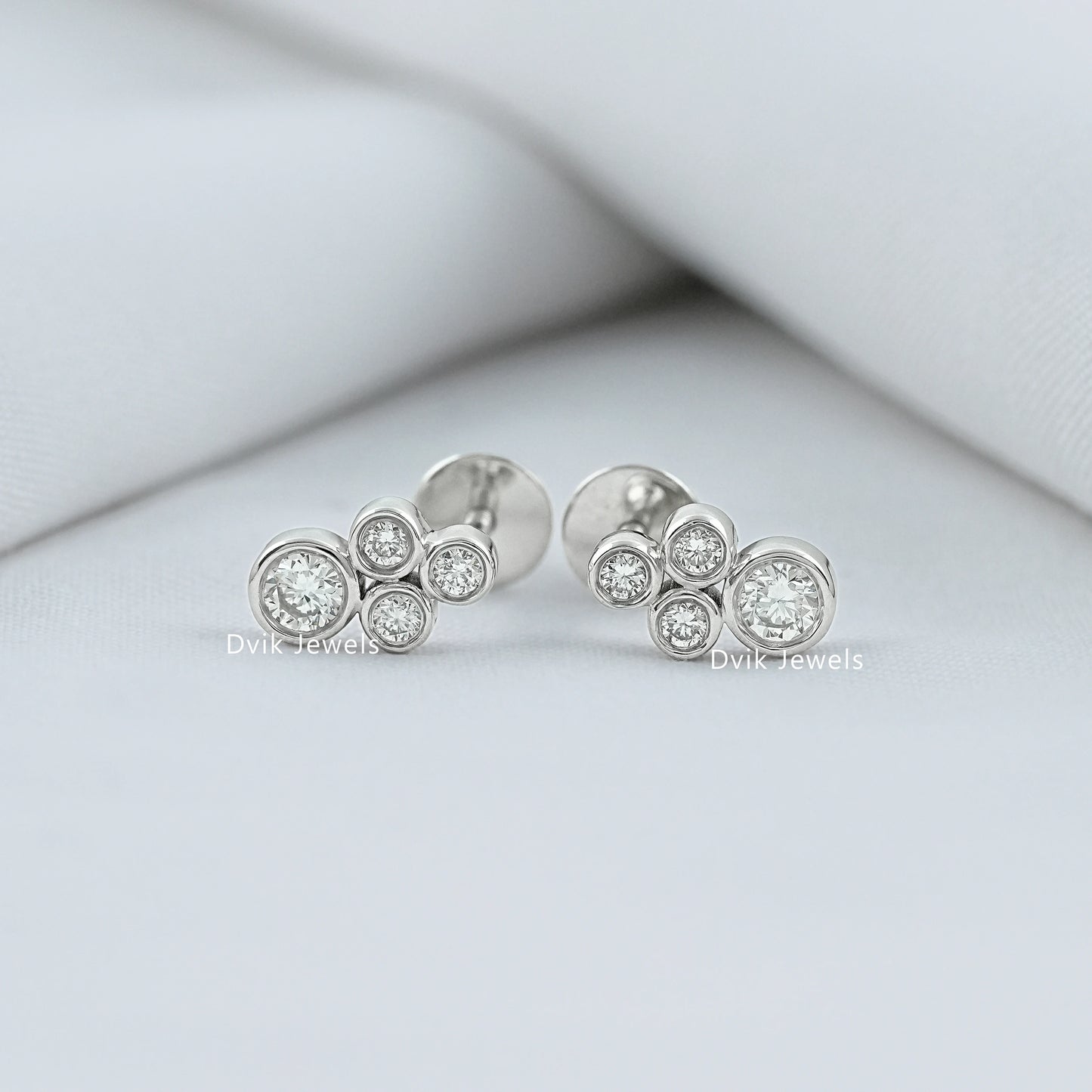 Bezel Set Round Diamond Stud Earrings