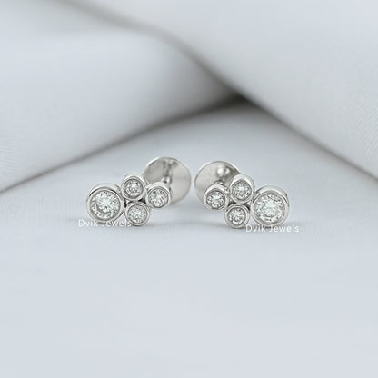 Bezel Set Round Diamond Stud Earrings