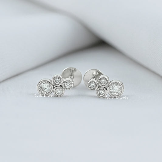 Bezel Set Round Diamond Stud Earrings Earrings