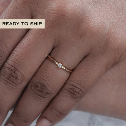 Round Cut Lab Diamond Bezel Set Ring