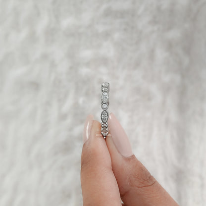 Marquise And Round Cut Lab Diamond Full Eternity Band