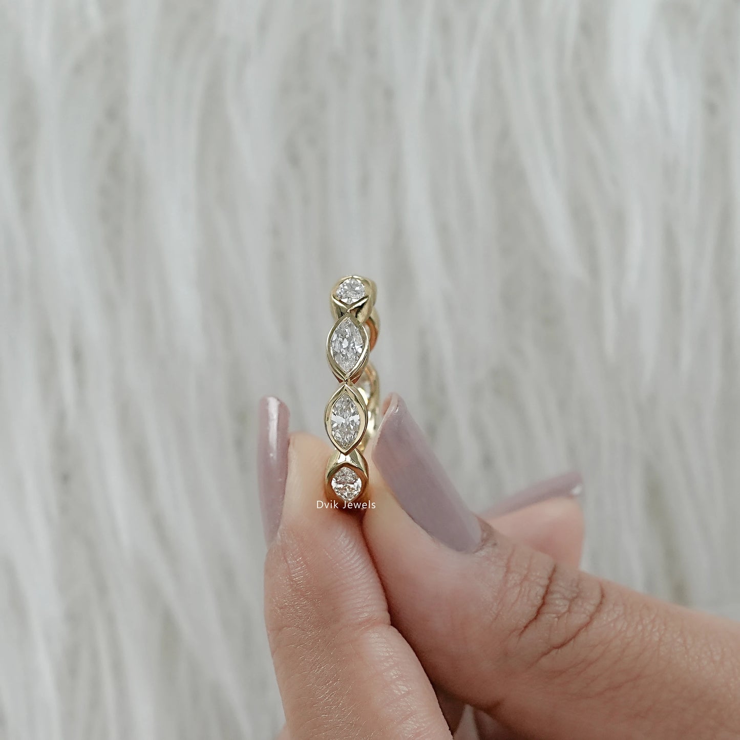 Bezel Set Seven Stone Marquise Lab Diamond Ring