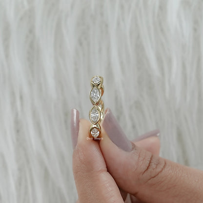 Bezel Set Seven Stone Marquise Lab Diamond Ring