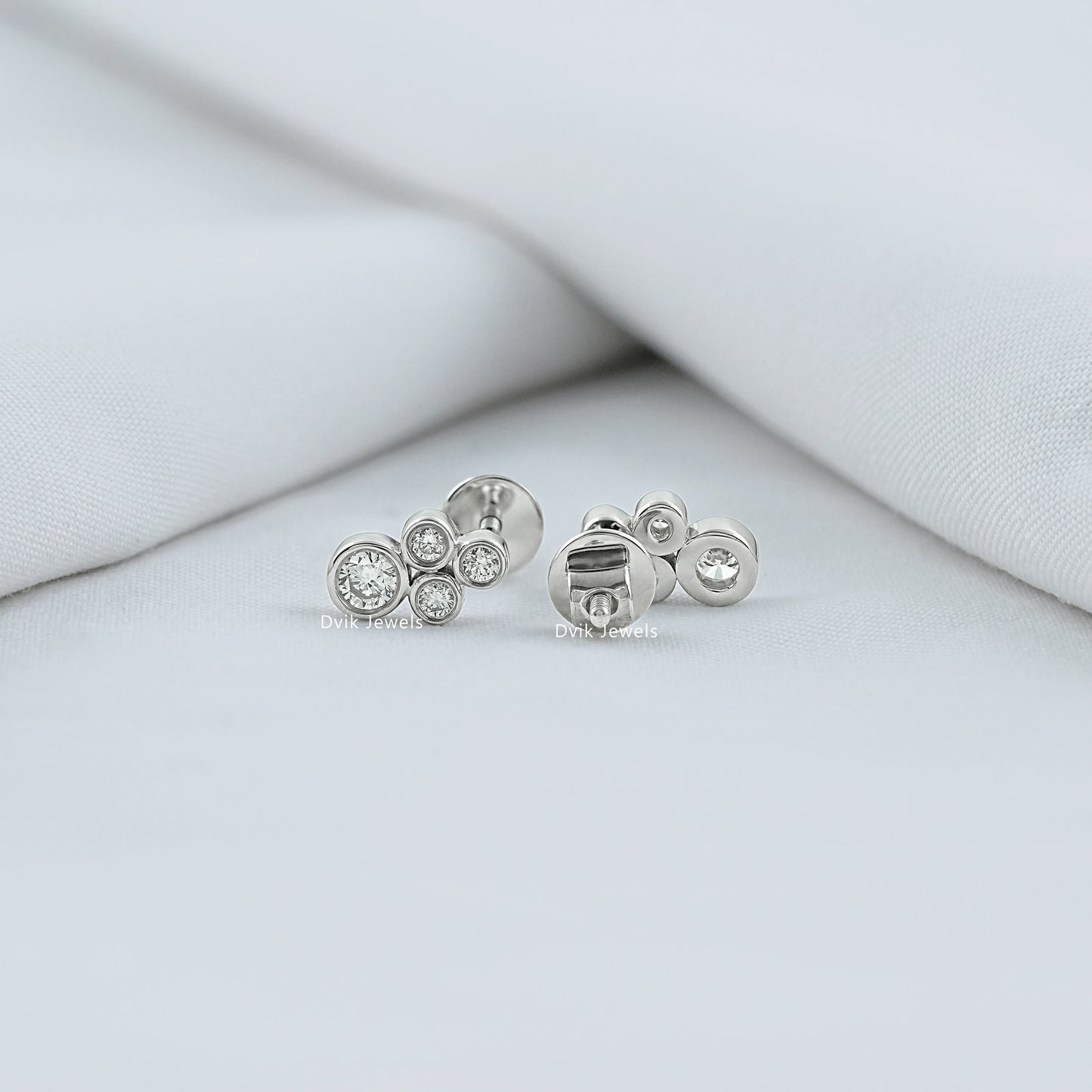 Bezel Set Round Diamond Stud Earrings