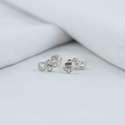 Bezel Set Round Diamond Stud Earrings