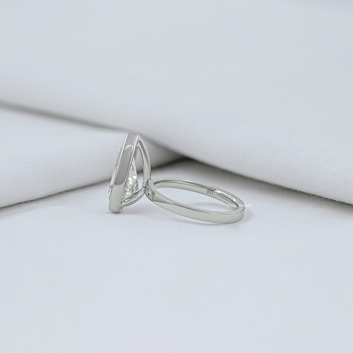 Bezel Pear Cut Solitaire Engagement Ring