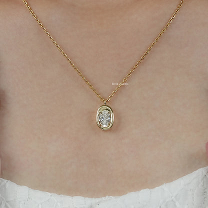 Bezel Style Oval Cut Lab Diamond Pendant