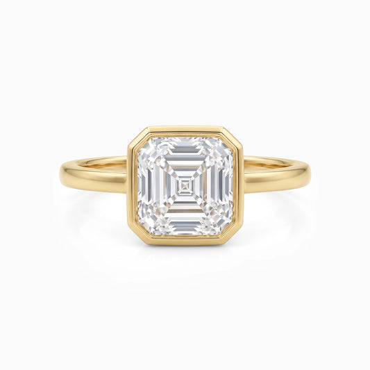 Bezel Set Asscher Diamond Engagement Ring