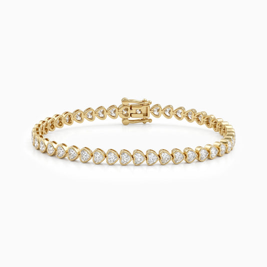 Bezel Set Heart Cut Lab Diamond Tennis Bracelet Bracelet