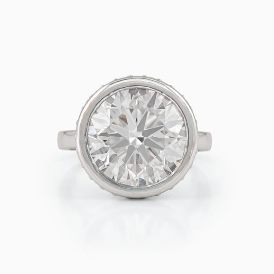 Bezel Set Hidden Halo Solitaire Engagement Ring