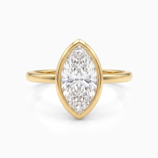 Bezel Set Marquise Lab Diamond Solitaire Ring