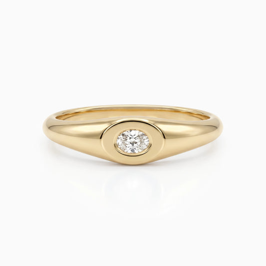 Bezel Set Oval Diamond Dainty Ring