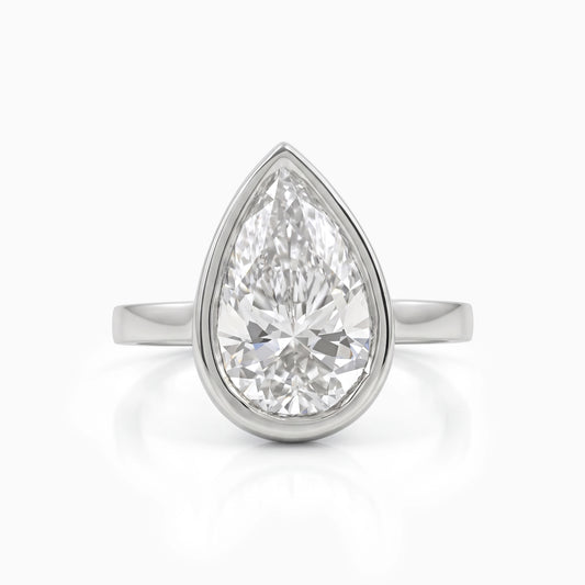 Bezel Set Pear Cut Diamond Ring Ring